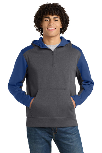 Sport-Tek®  Tech Fleece Colorblock 1/4-Zip Hooded Sweatshirt