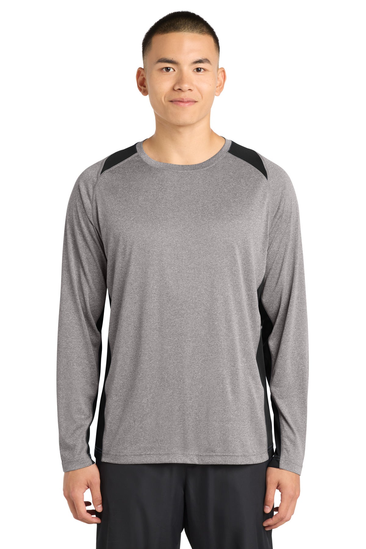 Sport-Tek® Long Sleeve Heather Colorblock Contender™ Tee
