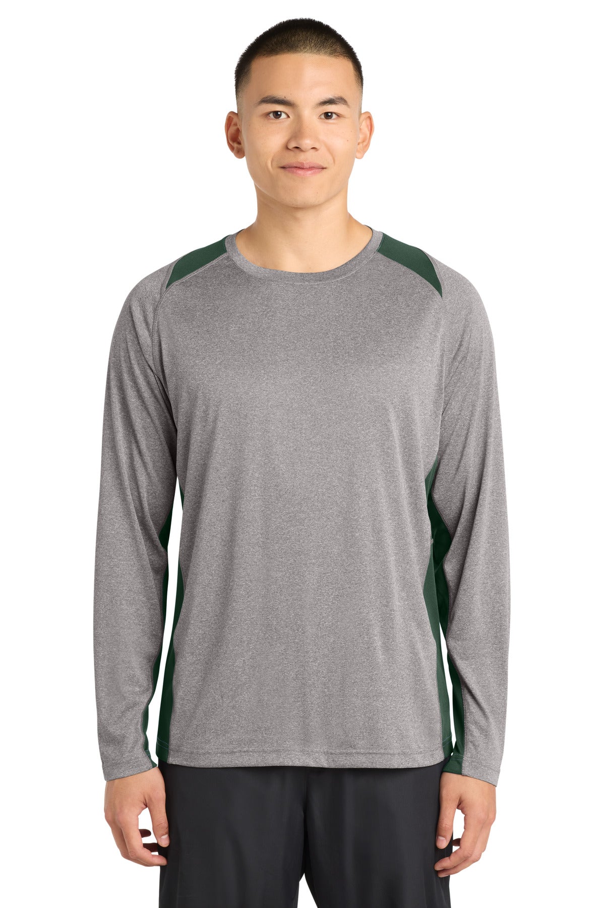 Sport-Tek® Long Sleeve Heather Colorblock Contender™ Tee
