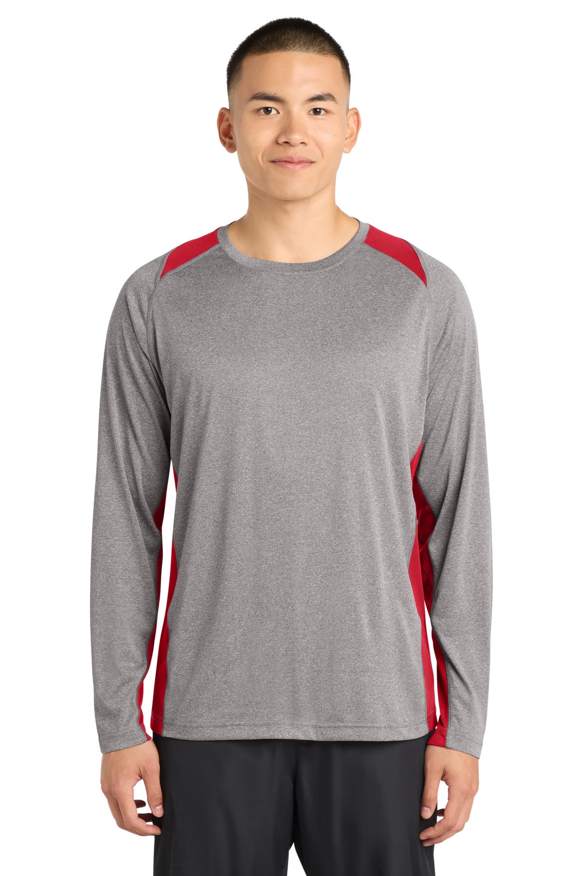 Sport-Tek® Long Sleeve Heather Colorblock Contender™ Tee