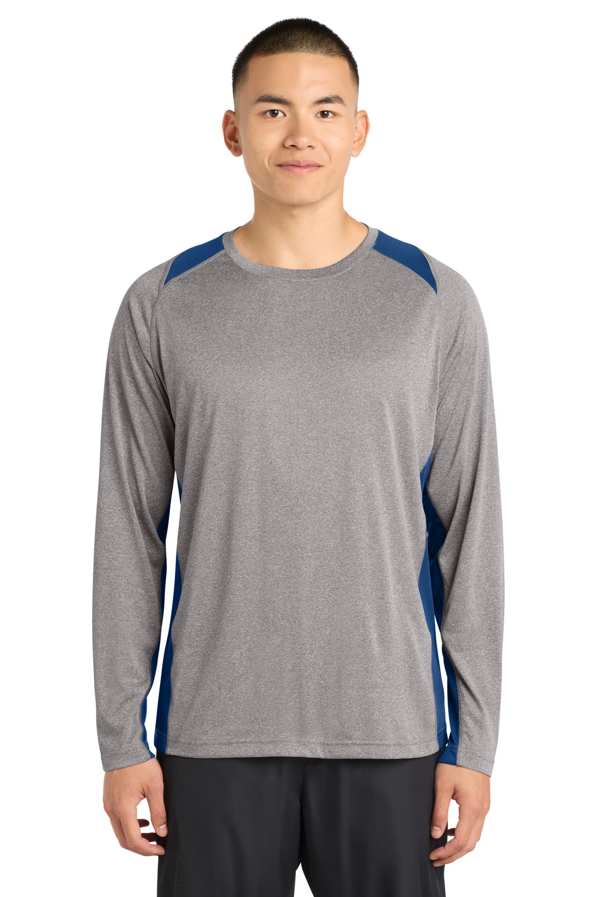 Sport-Tek® Long Sleeve Heather Colorblock Contender™ Tee