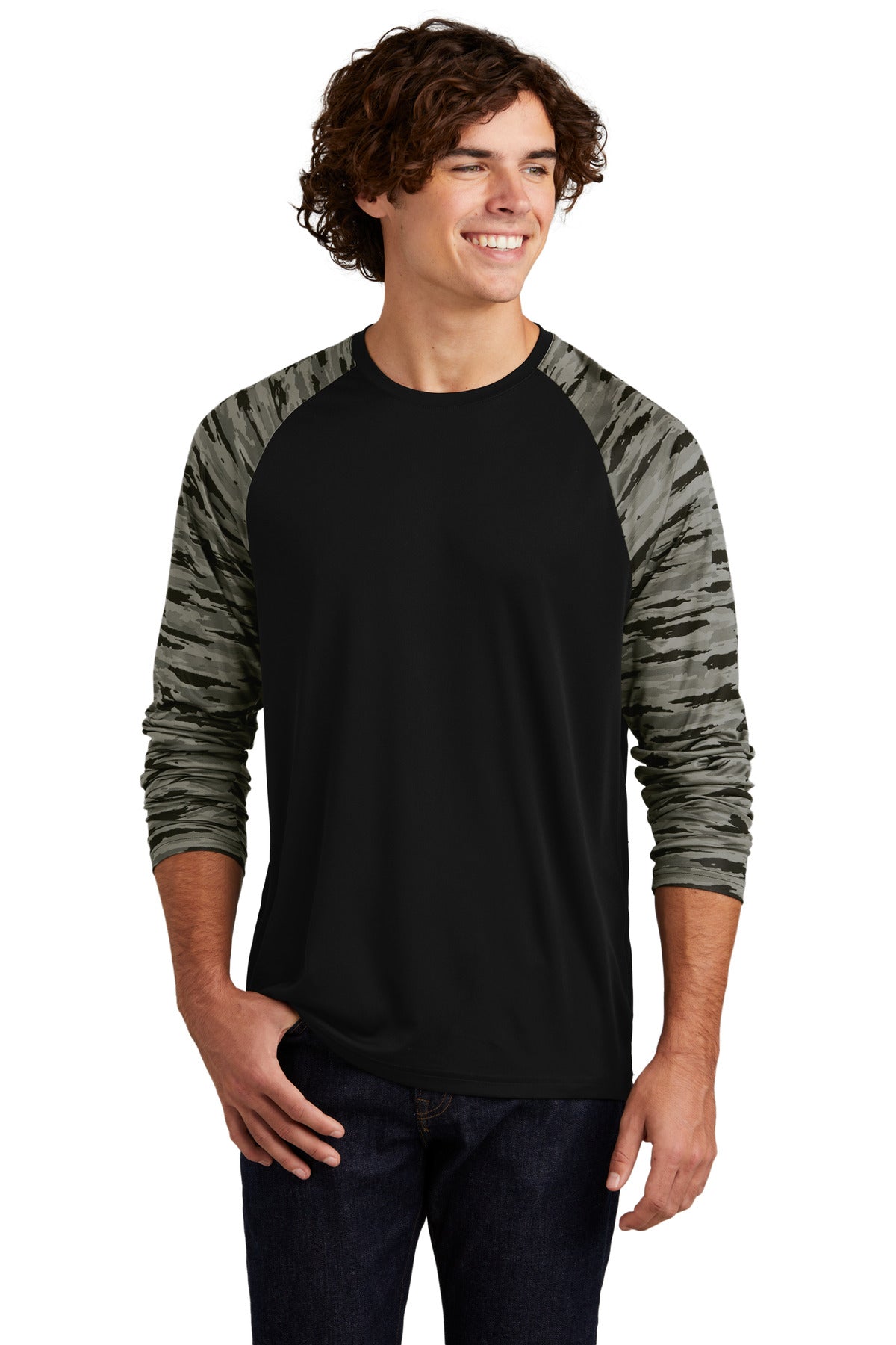 Sport-Tek? Drift Camo Colorblock Long Sleeve Tee ST376L