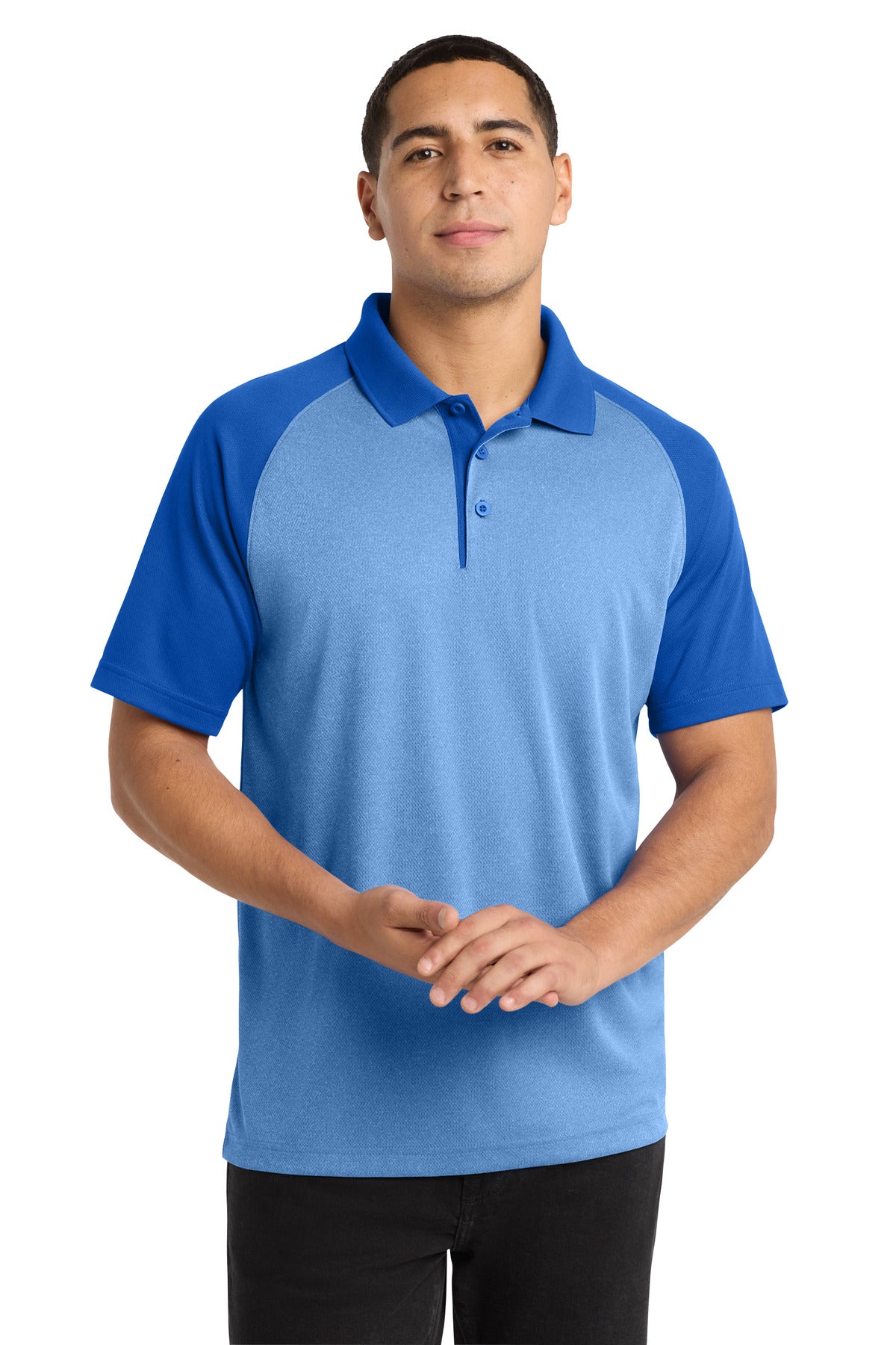 Sport-Tek ® PosiCharge ® RacerMesh ® Raglan Heather Block Polo