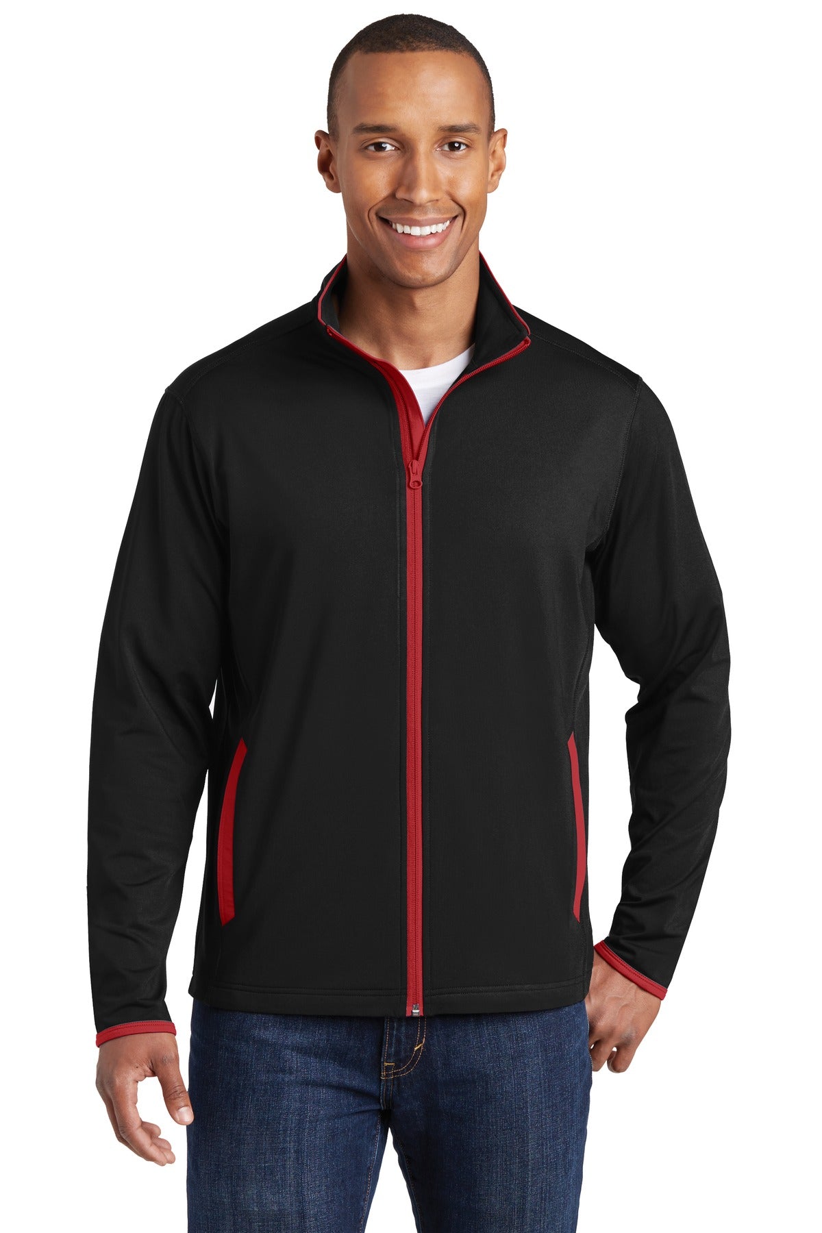 Sport-Tek? Sport-Wick? Stretch Contrast Full-Zip Jacket