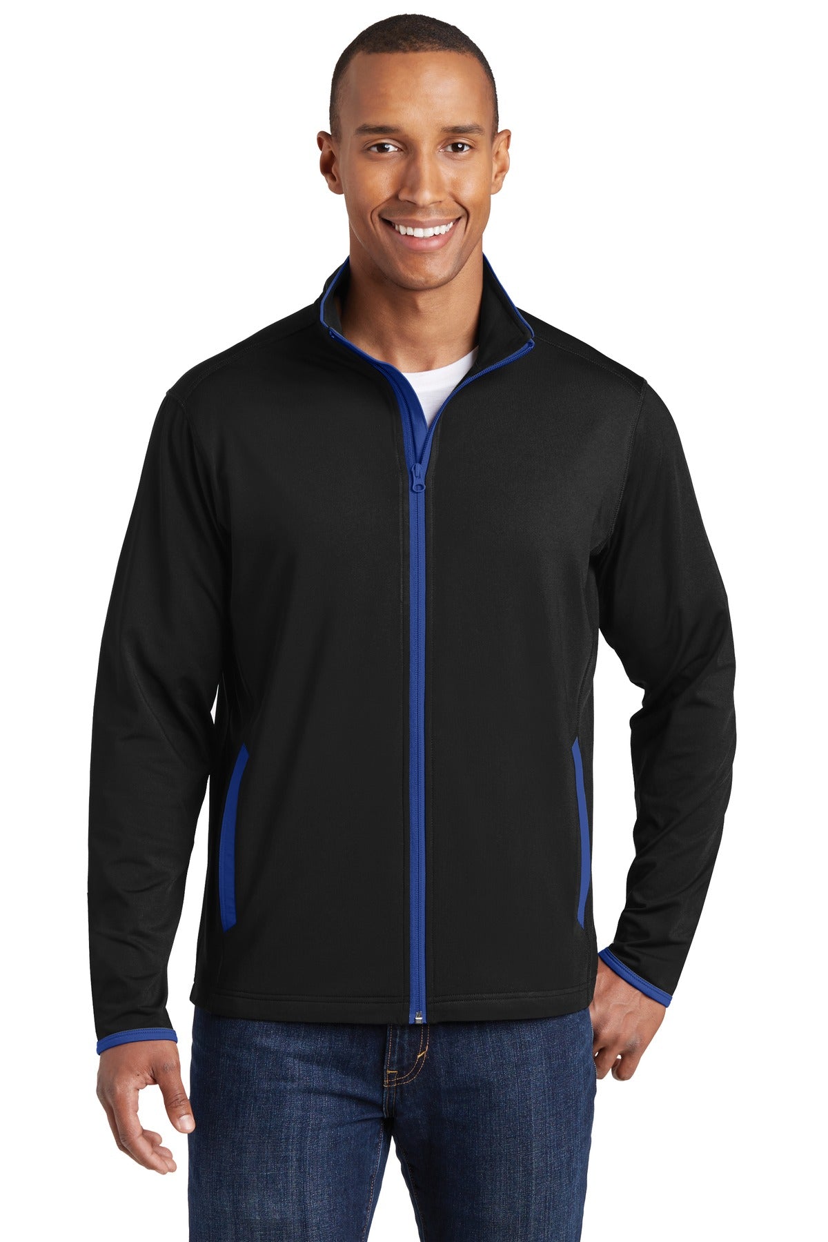 Sport-Tek? Sport-Wick? Stretch Contrast Full-Zip Jacket