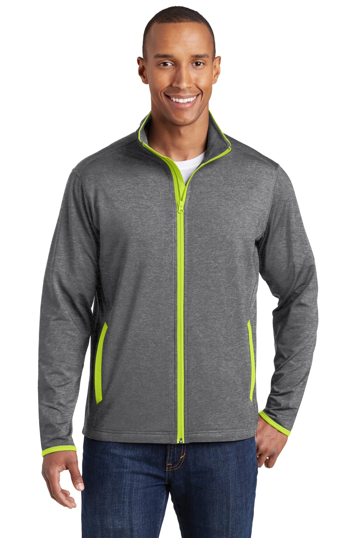 Sport-Tek? Sport-Wick? Stretch Contrast Full-Zip Jacket