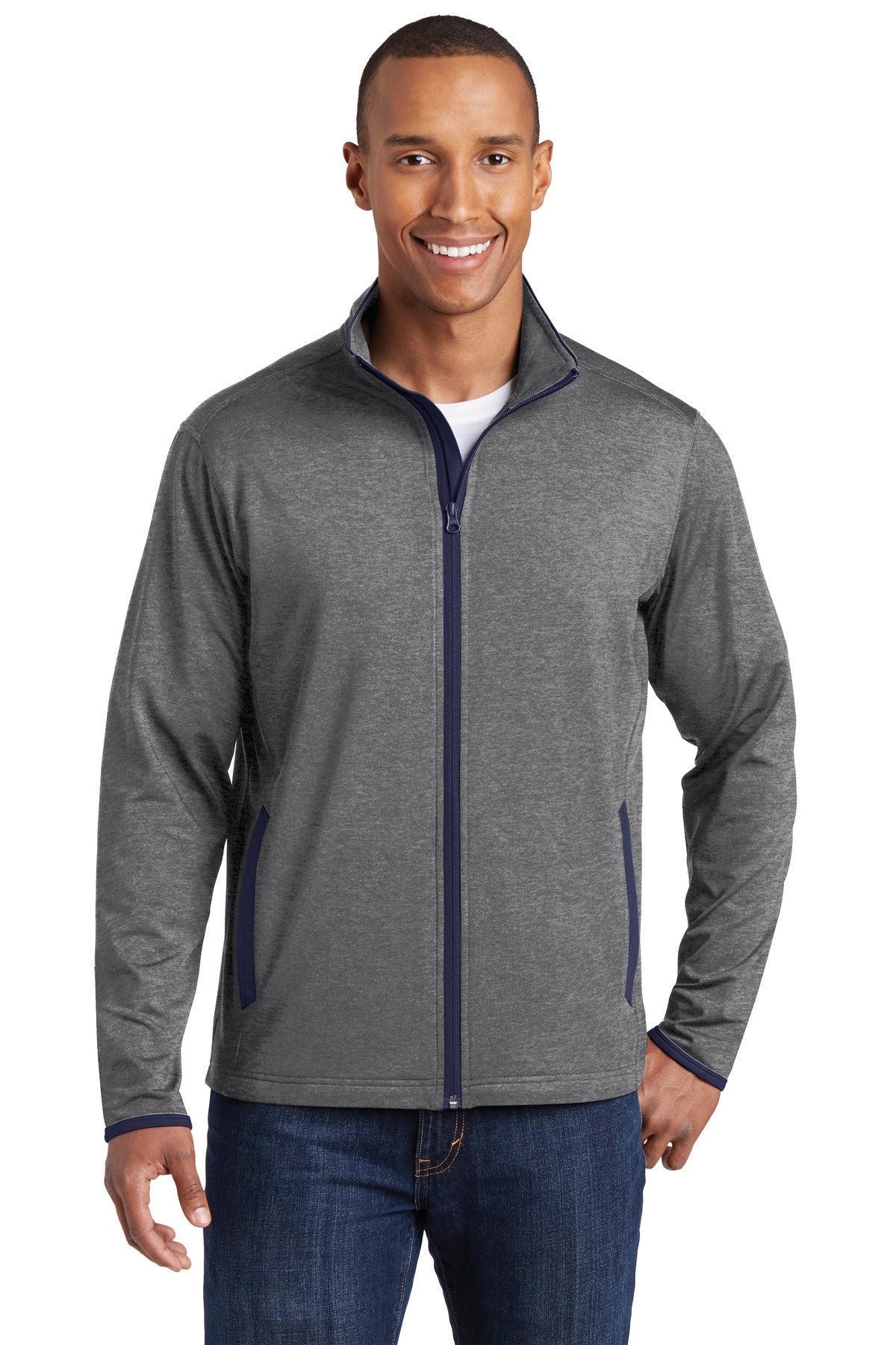 Sport-Tek? Sport-Wick? Stretch Contrast Full-Zip Jacket