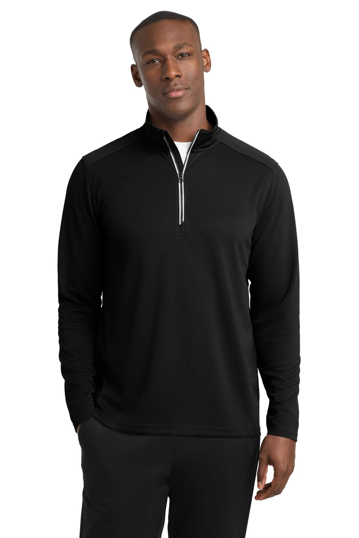 Sport-Tek® Sport-Wick® Textured 1/4-Zip Pullover
