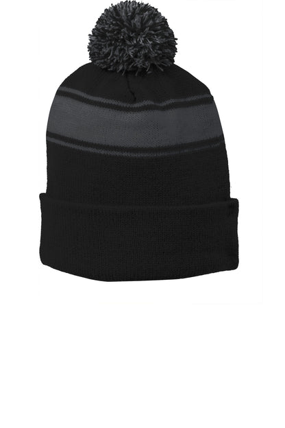 Sport-Tek? Stripe Pom Pom Beanie.  STC28