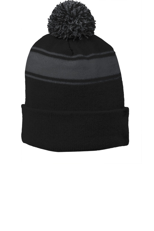Sport-Tek? Stripe Pom Pom Beanie.  STC28