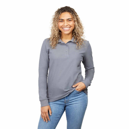 PALO Long Sleeve 100% Cotton Pique Polo - Women's - TM96649