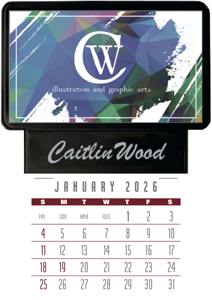 Triumph Calendars PressNStick Business Card Holder With Imprint And Calendar Pad-V7869