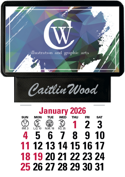 Triumph Calendars PressNStick Business Card Holder With Imprint And Calendar Pad-V7869