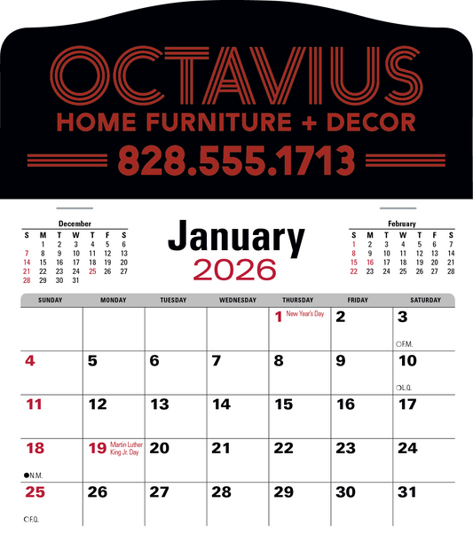 Triumph Calendars PressNStick Jumbo Header with 3Month Calendar-V8860