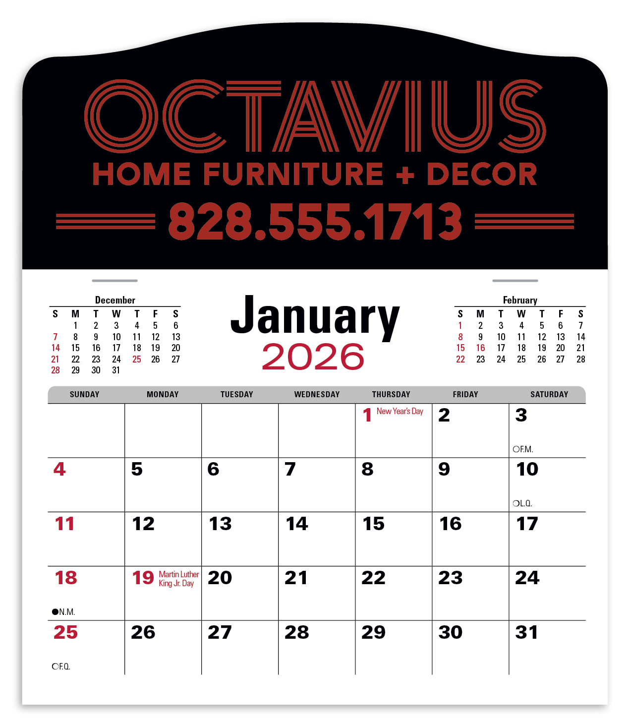 Triumph Calendars PressNStick Jumbo Header with 3Month Calendar-V8860