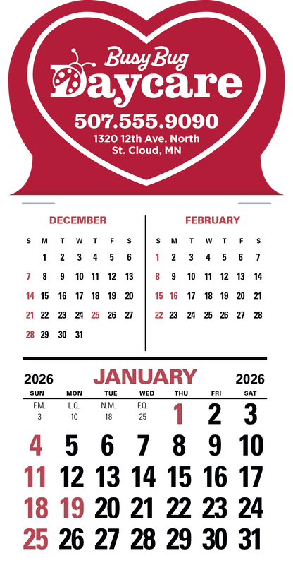 Triumph Calendars PressNStick 3Month Vertical Calendar-V8873