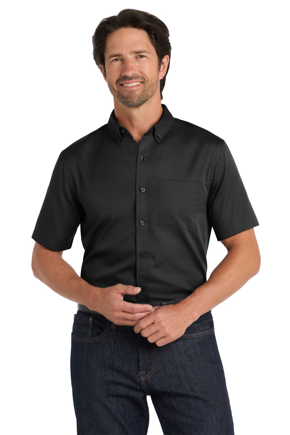 Port Authority? Short Sleeve SuperPro React? Twill Shir