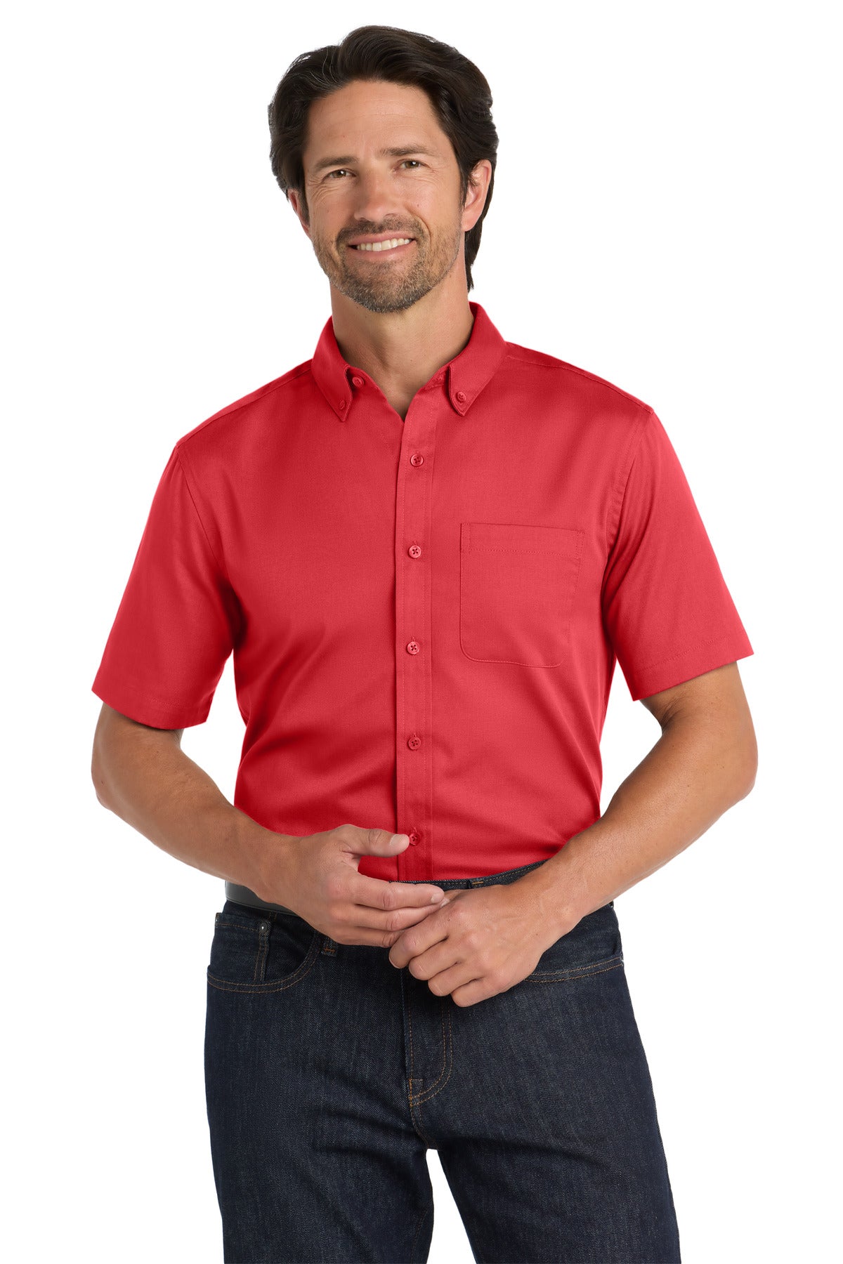 Port Authority? Short Sleeve SuperPro React? Twill Shir