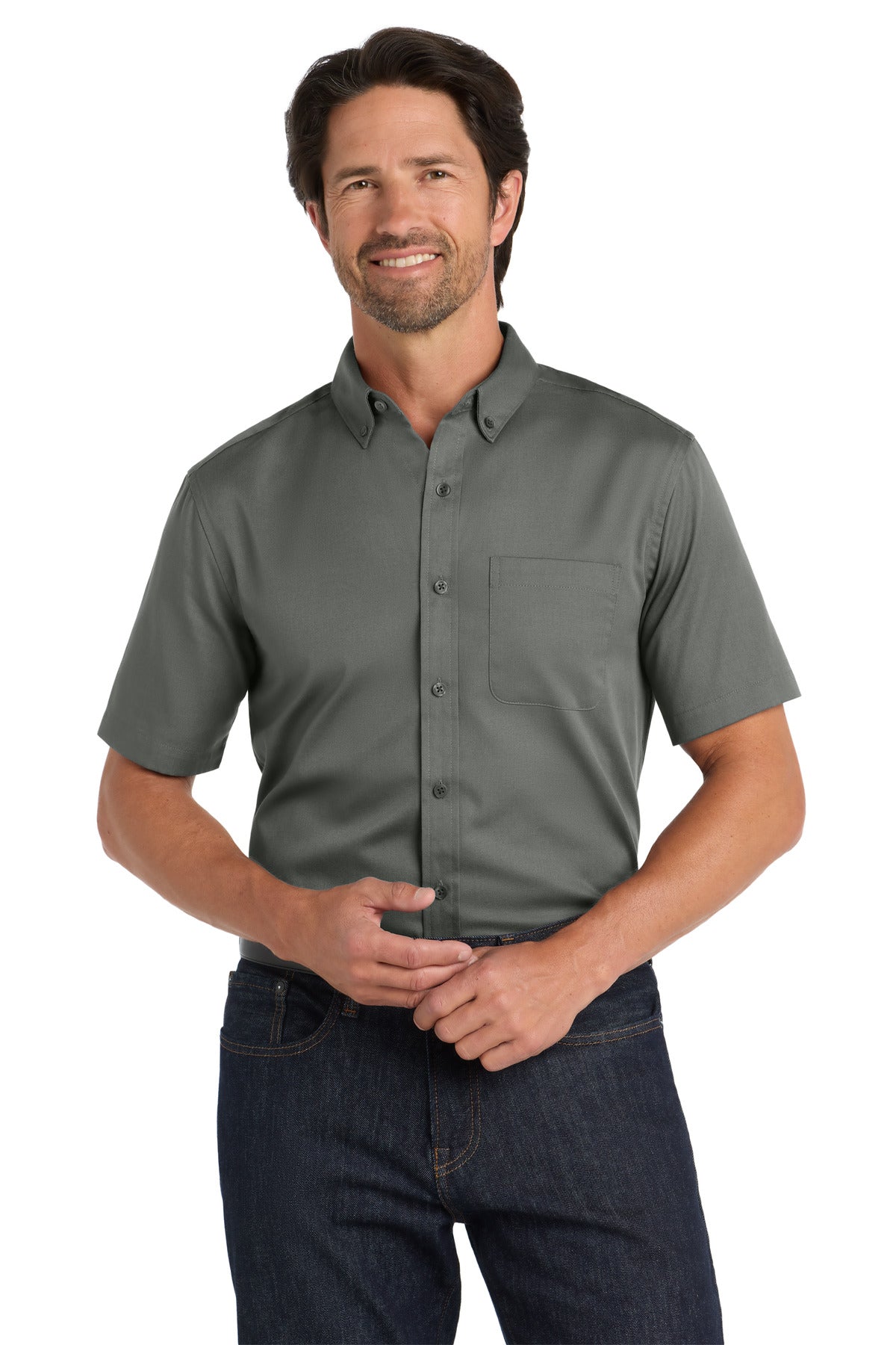 Port Authority? Short Sleeve SuperPro React? Twill Shir