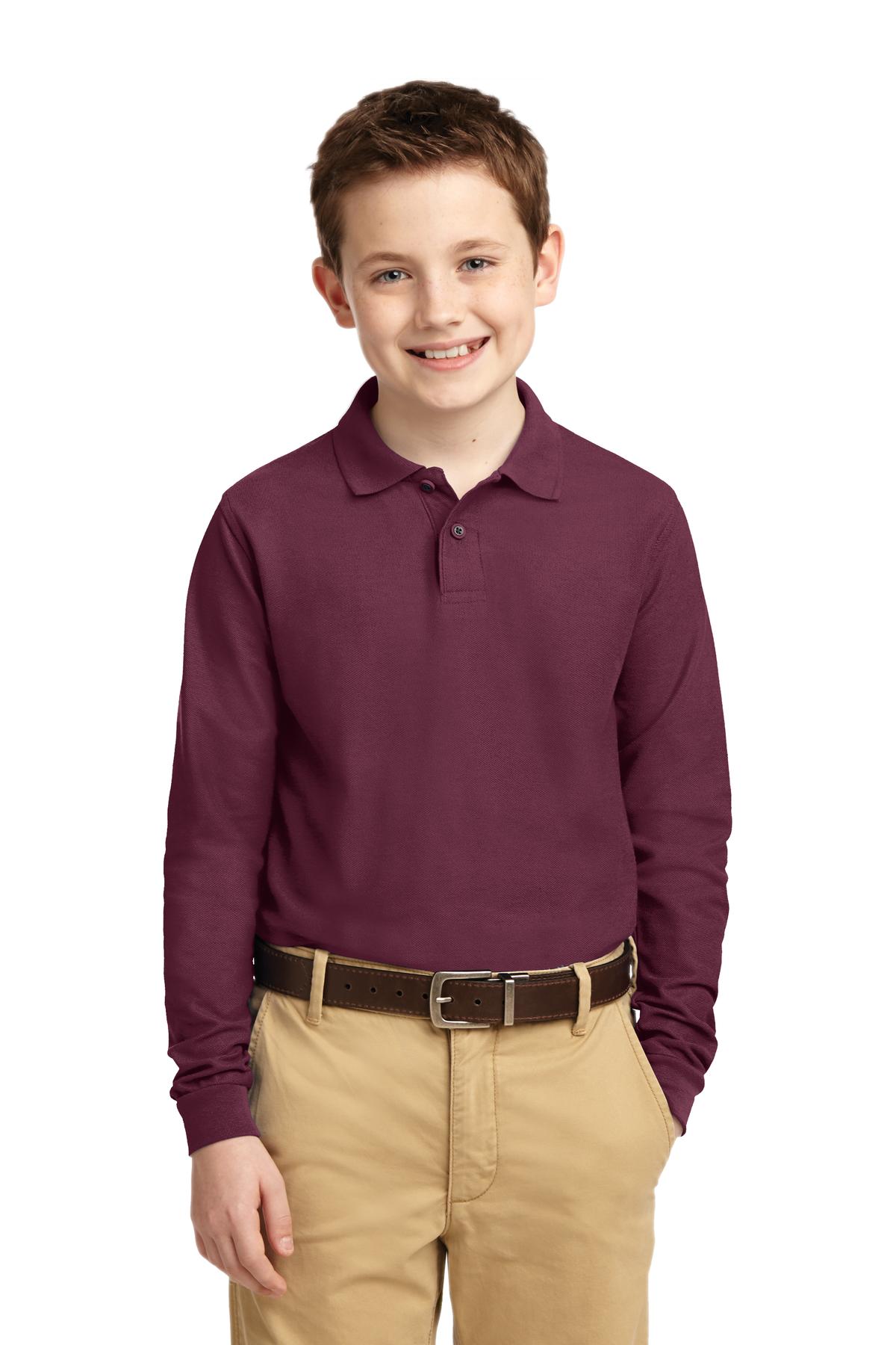 Port Authority? Youth Long Sleeve Silk Touch? Polo.  Y5