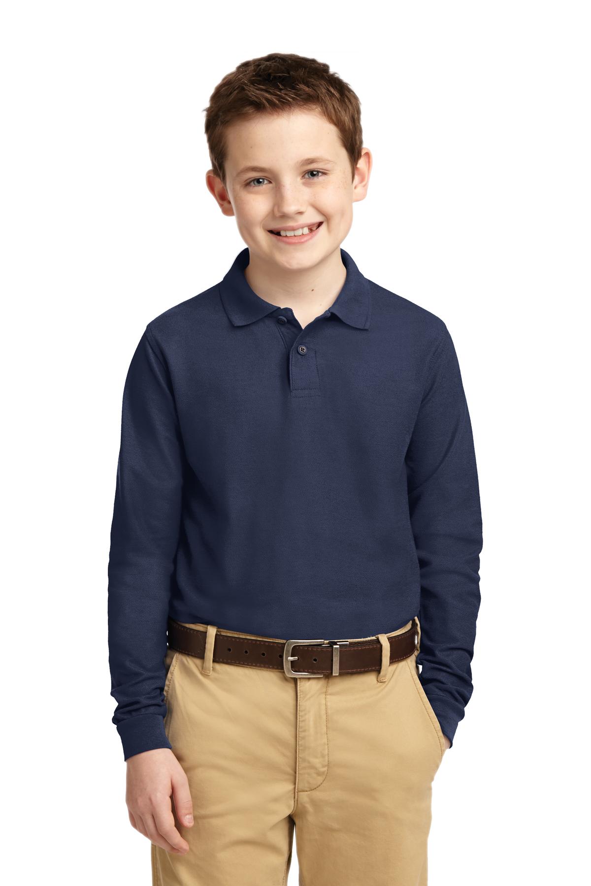Port Authority? Youth Long Sleeve Silk Touch? Polo.  Y5