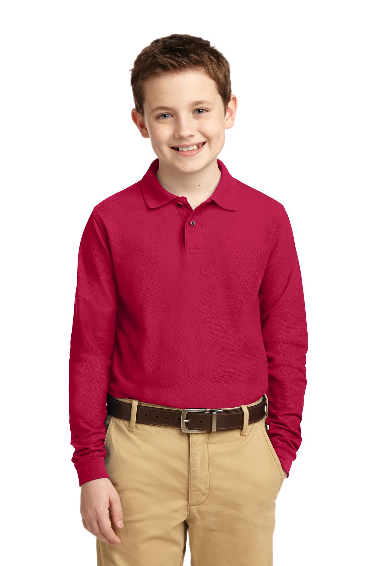 Port Authority? Youth Long Sleeve Silk Touch? Polo.  Y5