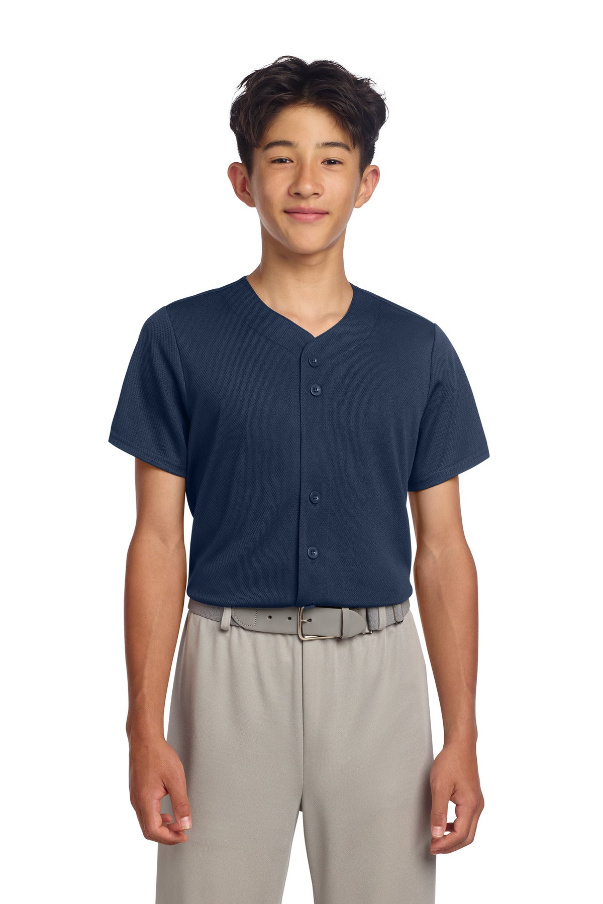 Sport-Tek® Youth PosiCharge® Tough Mesh Full-Button Jersey