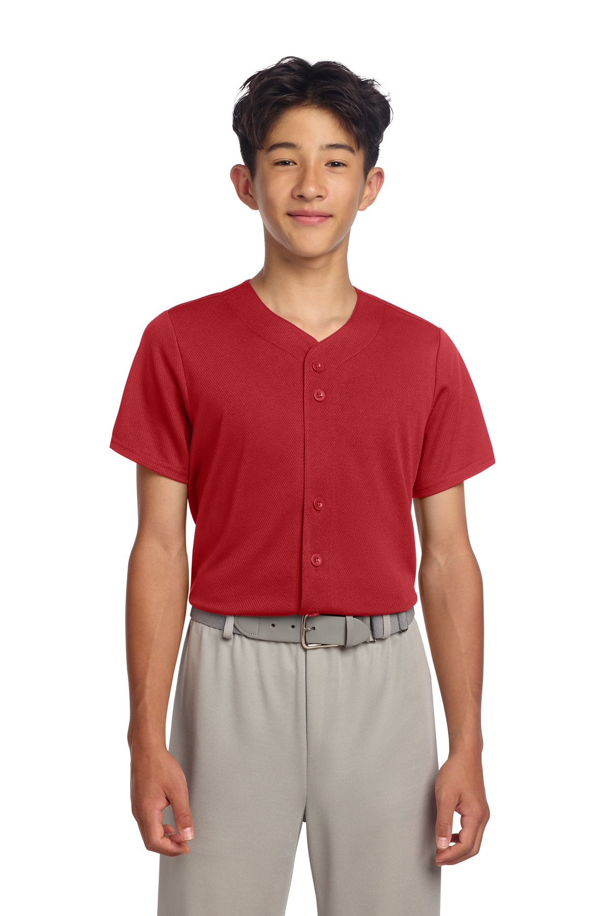 Sport-Tek® Youth PosiCharge® Tough Mesh Full-Button Jersey