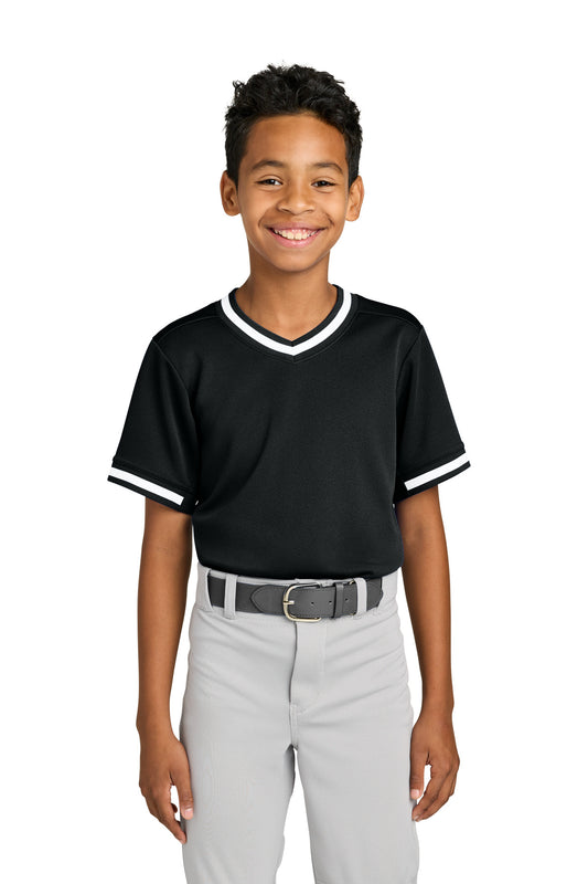 Sport-Tek® Youth Tough Mesh V-Neck Baseball Jersey