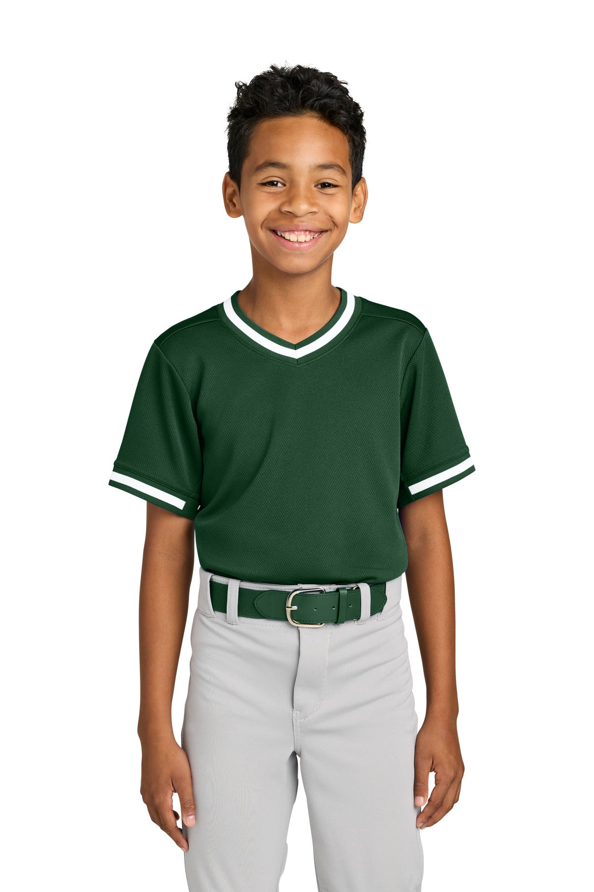 Sport-Tek® Youth Tough Mesh V-Neck Baseball Jersey