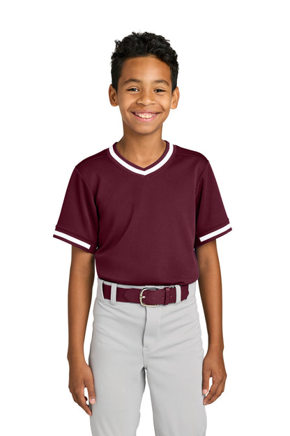 Sport-Tek® Youth Tough Mesh V-Neck Baseball Jersey
