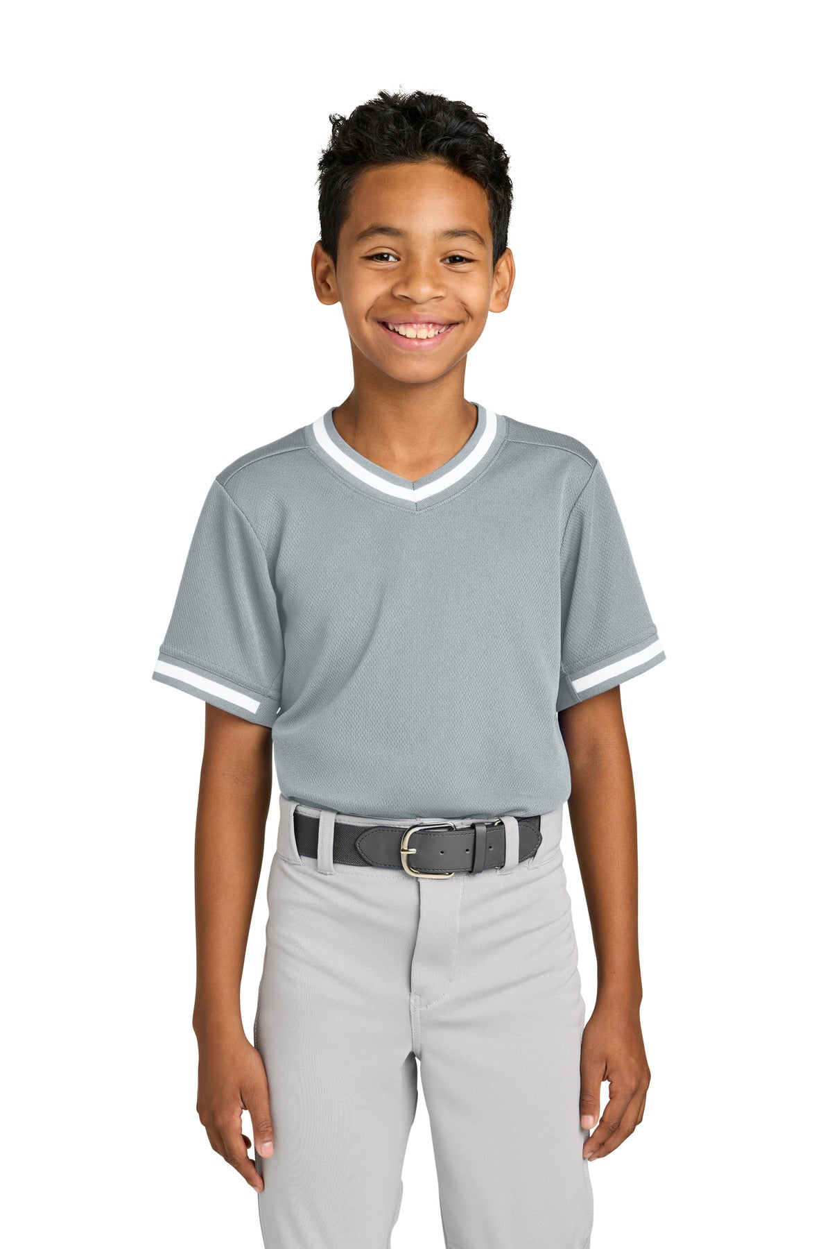Sport-Tek® Youth Tough Mesh V-Neck Baseball Jersey
