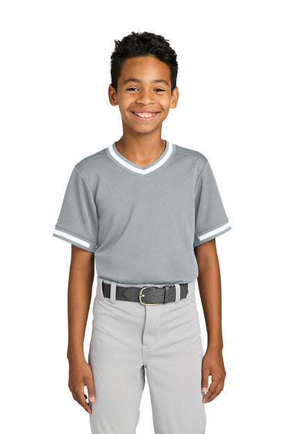 Sport-Tek® Youth Tough Mesh V-Neck Baseball Jersey