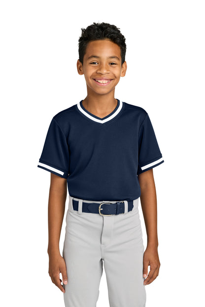 Sport-Tek® Youth Tough Mesh V-Neck Baseball Jersey