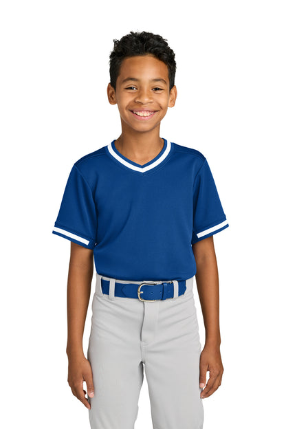 Sport-Tek® Youth Tough Mesh V-Neck Baseball Jersey