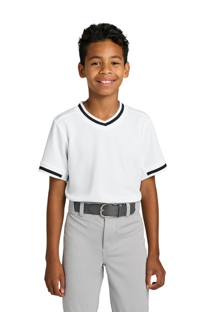 Sport-Tek® Youth Tough Mesh V-Neck Baseball Jersey