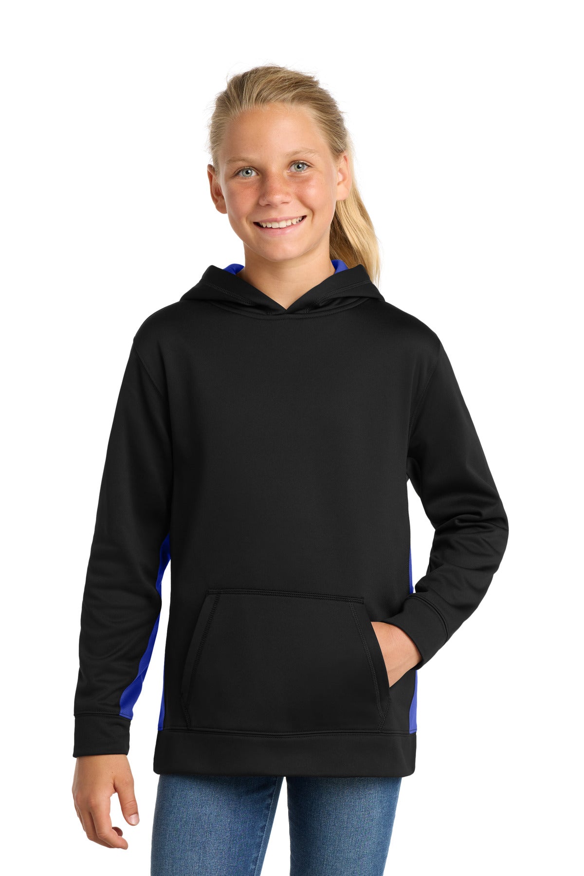 Sport-Tek® Youth Sport-Wick® Fleece Colorblock Hooded Pullover
