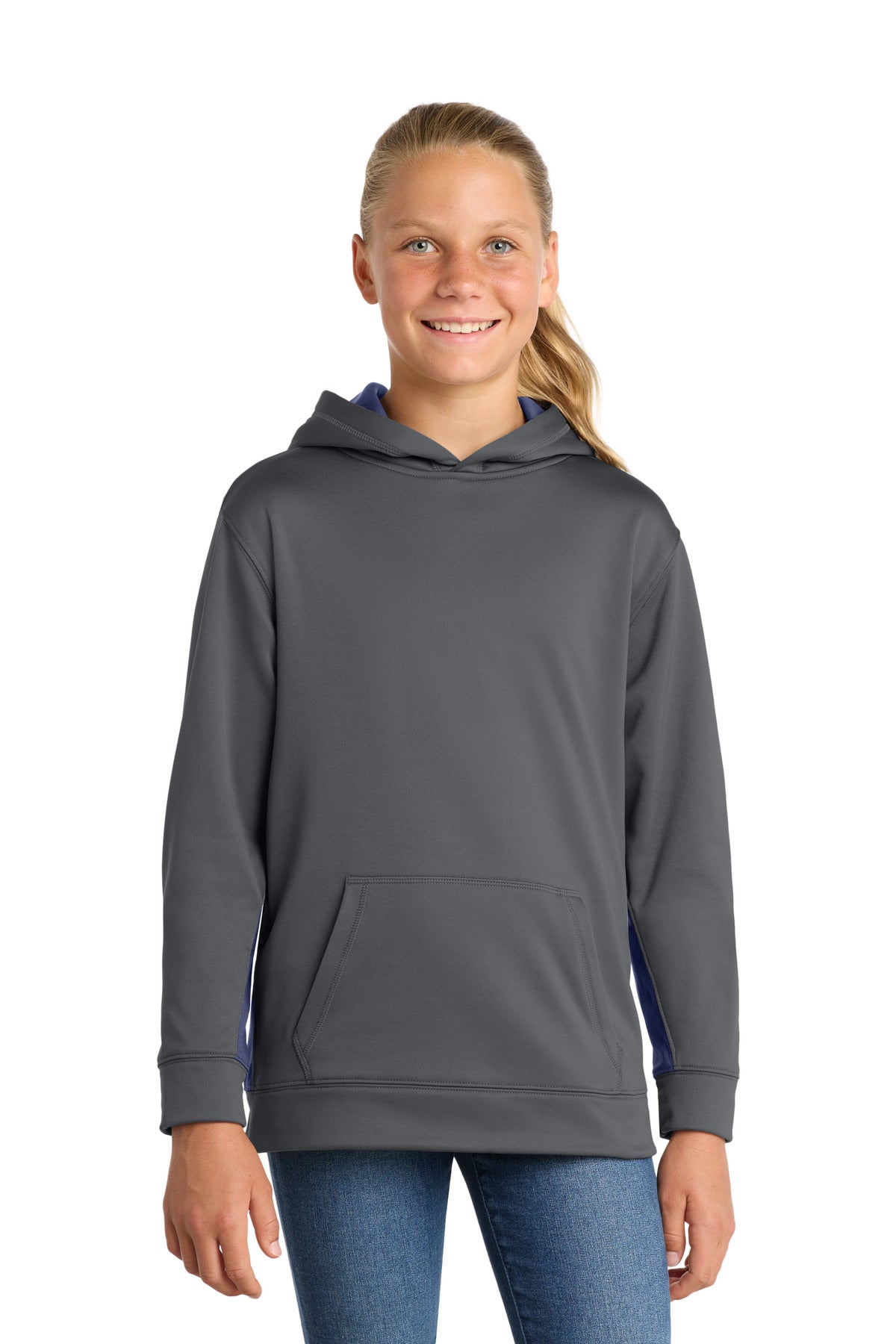 Sport-Tek® Youth Sport-Wick® Fleece Colorblock Hooded Pullover