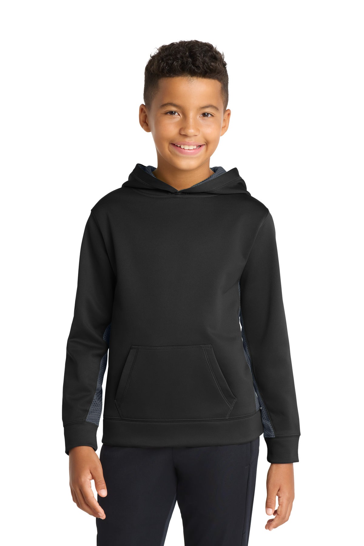 Sport-Tek® Youth Sport-Wick® CamoHex Fleece Colorblock Hooded Pullover