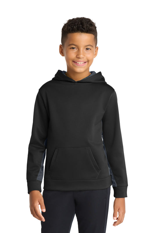 Sport-Tek® Youth Sport-Wick® CamoHex Fleece Colorblock Hooded Pullover