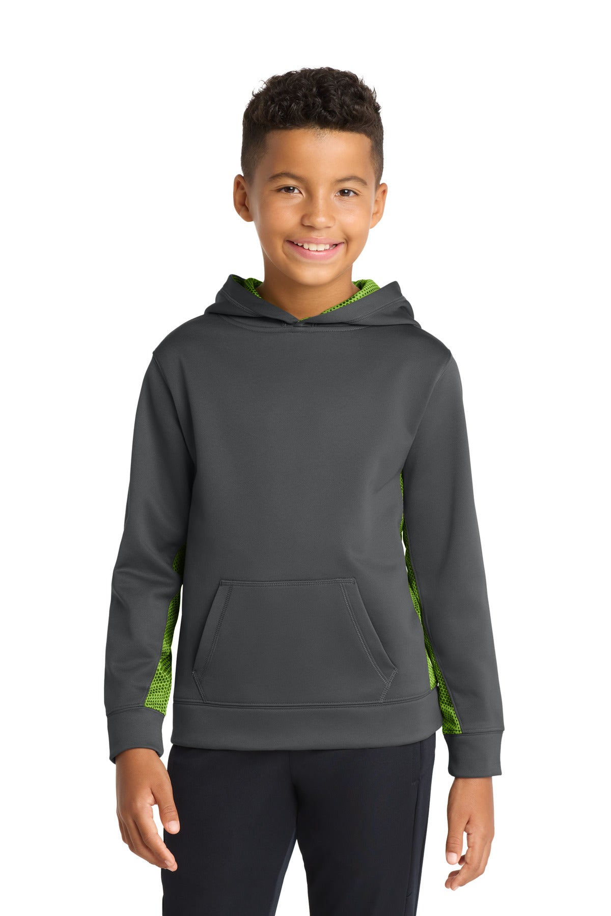 Sport-Tek® Youth Sport-Wick® CamoHex Fleece Colorblock Hooded Pullover