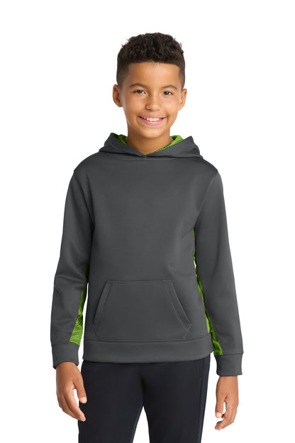 Sport-Tek® Youth Sport-Wick® CamoHex Fleece Colorblock Hooded Pullover