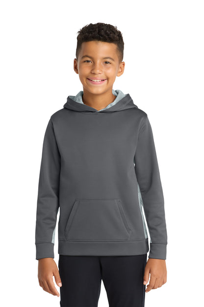 Sport-Tek® Youth Sport-Wick® CamoHex Fleece Colorblock Hooded Pullover