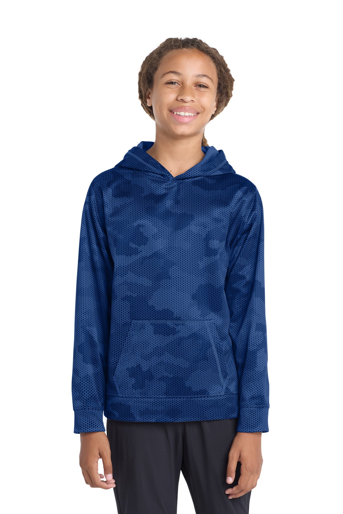 Sport-Tek® Youth Sport-Wick® CamoHex Fleece Hooded Pullover