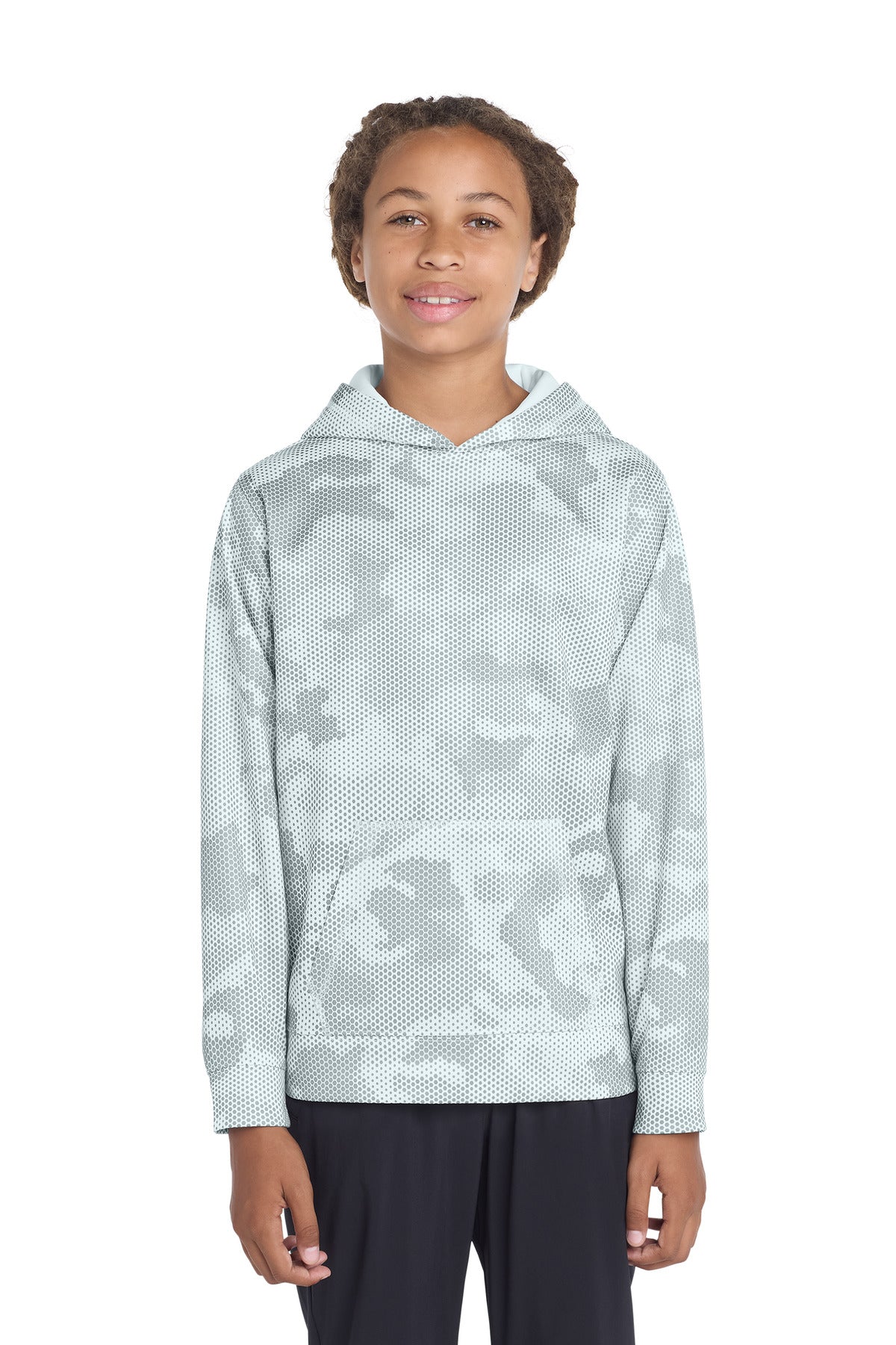 Sport-Tek® Youth Sport-Wick® CamoHex Fleece Hooded Pullover