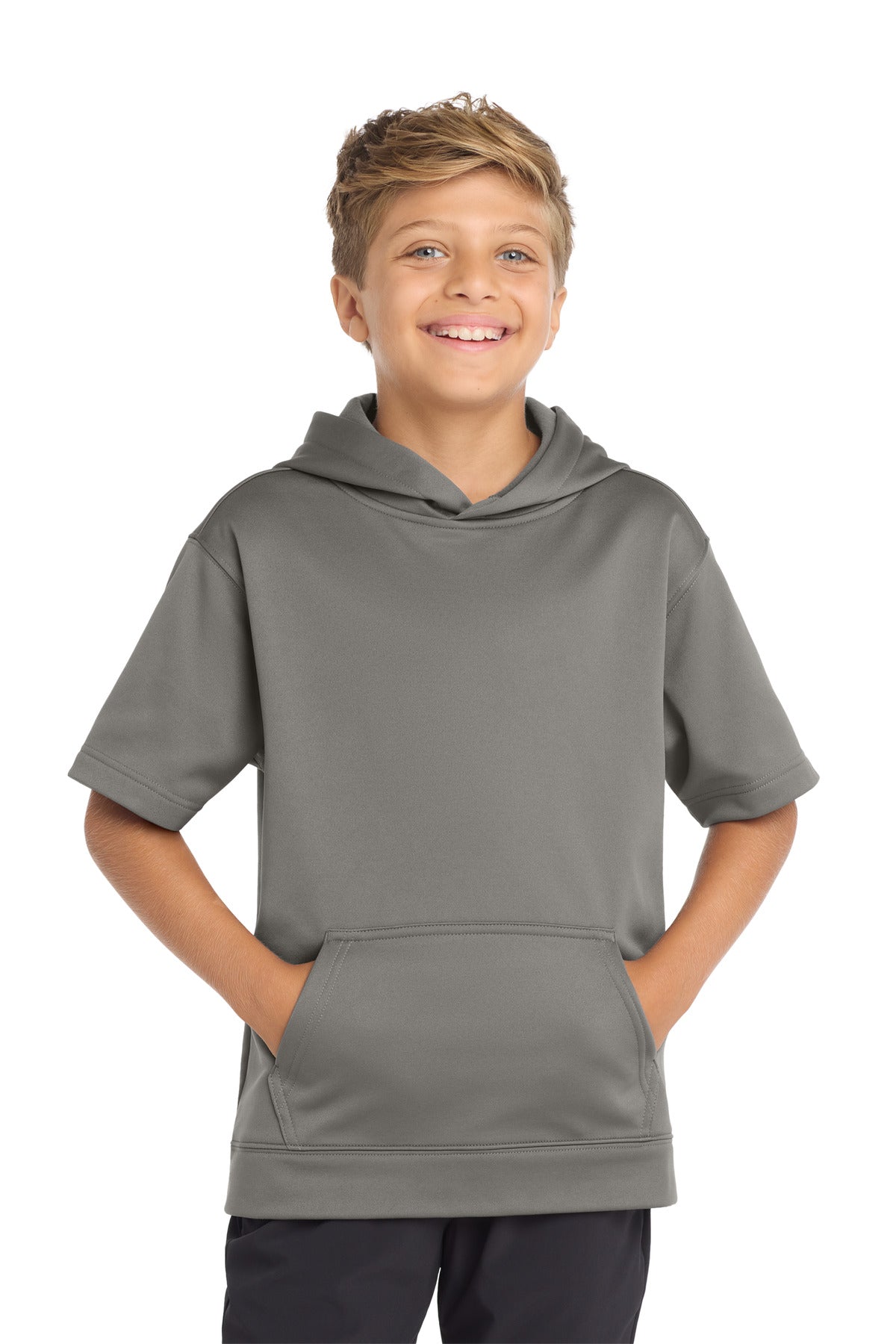 Sport-Tek ® Youth Sport-Wick ® Fleece Short Sleeve Hooded Pullover