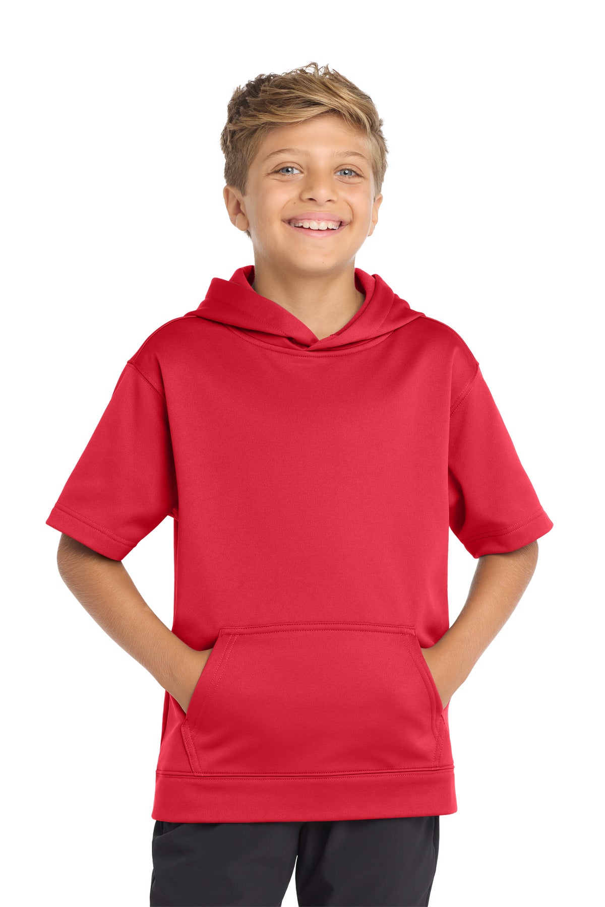 Sport-Tek ® Youth Sport-Wick ® Fleece Short Sleeve Hooded Pullover