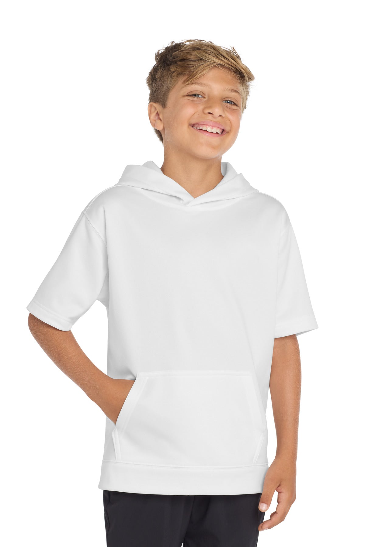 Sport-Tek ® Youth Sport-Wick ® Fleece Short Sleeve Hooded Pullover