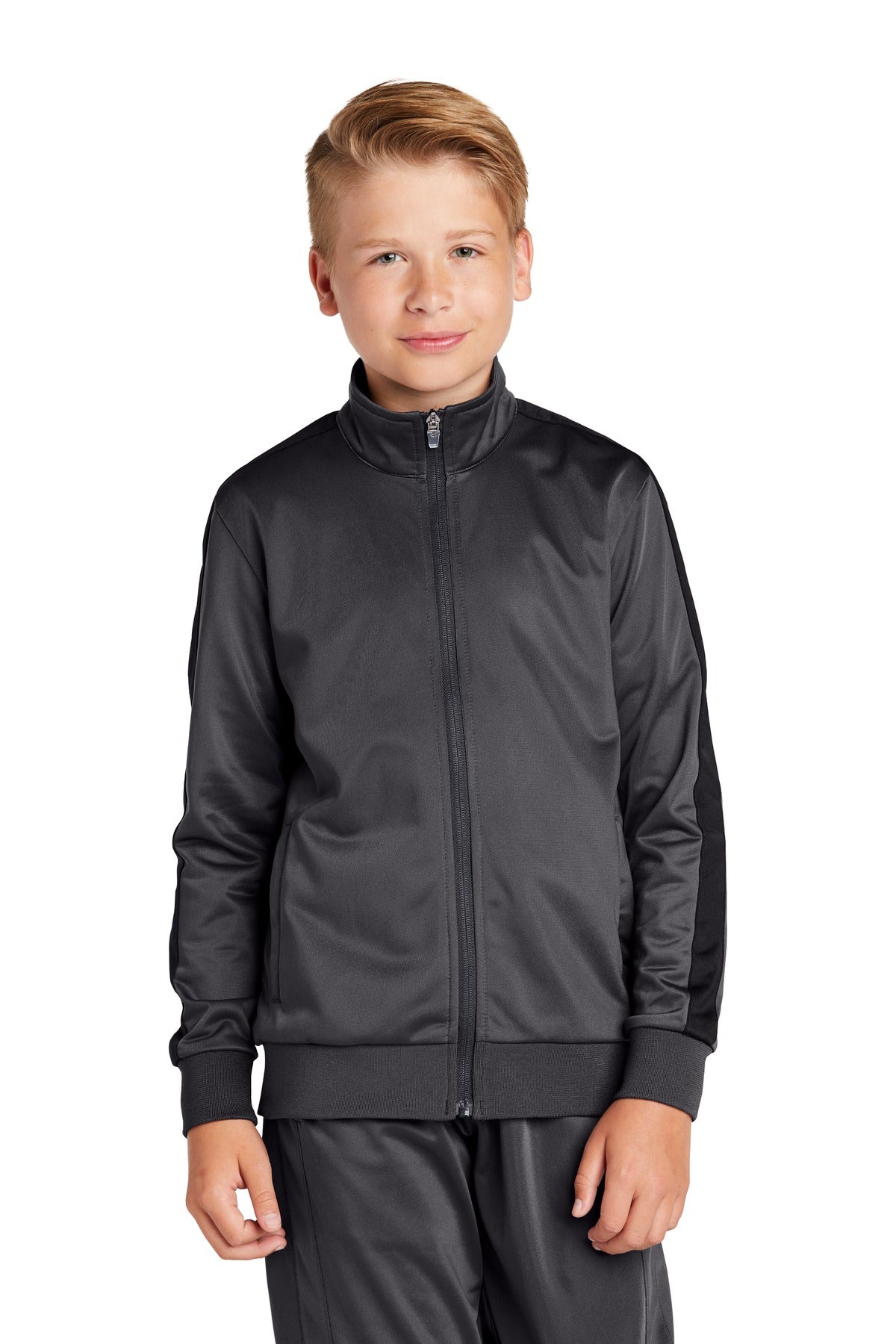 Sport-Tek ? Youth Tricot Sleeve Stripe Track Jacket. YS