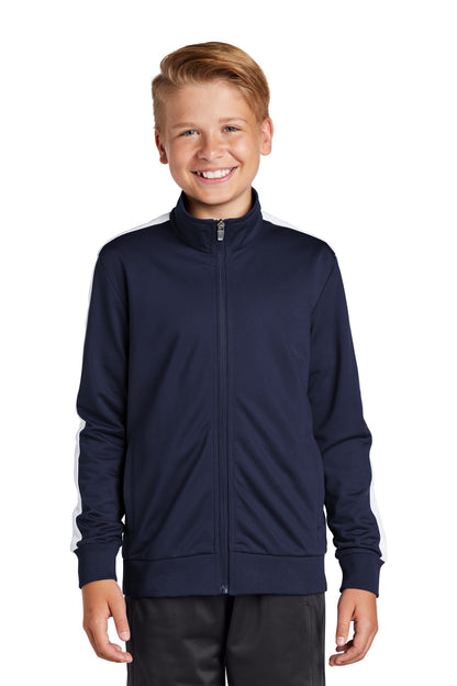 Sport-Tek ? Youth Tricot Sleeve Stripe Track Jacket. YS